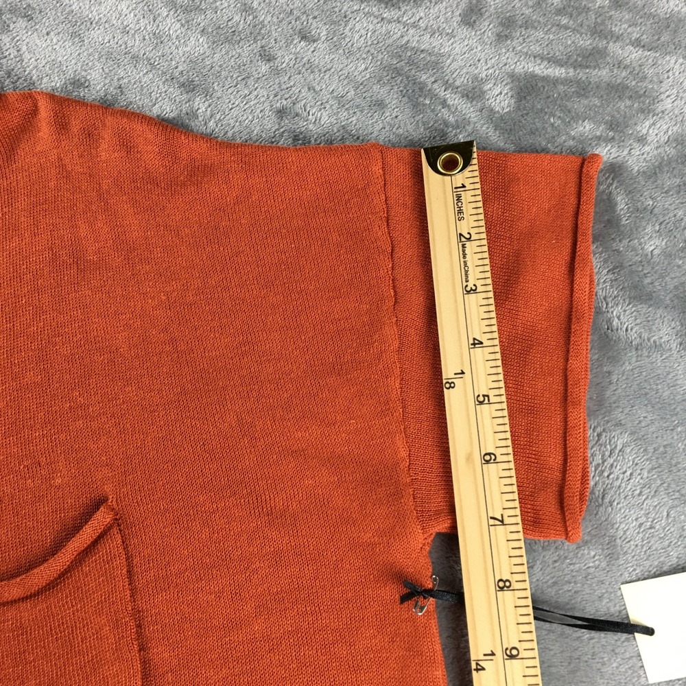 NEW Max Studio Linen Blend Knit Tunic Top Sz L Orange Short Sleeve Lagenlook - Picture 10 of 15